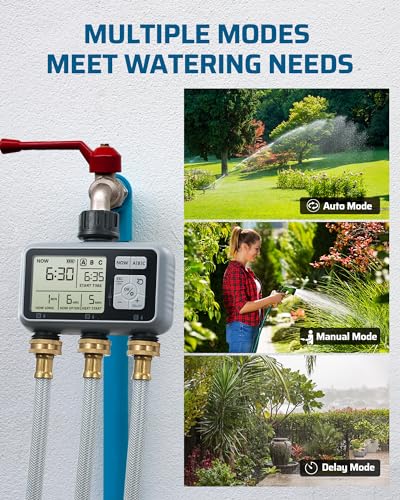 DEWENWILS 3 Zone Sprinkler Timer, Automatic Garden Watering System - color: 3 Zone - Gray