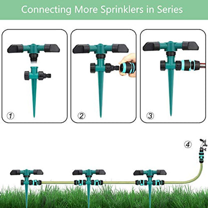 Yard Sprinklers, Lawn Sprinkler for Yard Rotating 360 Degree Covering Large Area, Garden Water Sprinkler to Automatically Sprinkler for Yard - SP6 - color: green