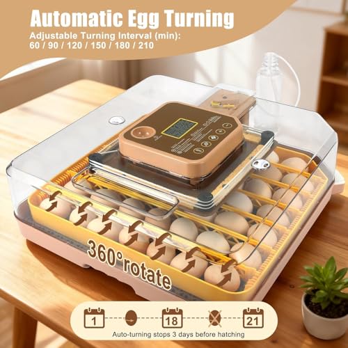 ZEMIRO CHARGE Series IV - 48 Egg Incubator for Breeders, Sensor-Based Precise Humidity & Temp Control, Chick Separator, Adjustable Egg Spacing, Auto Turn & Auto Stop, Preset Incubation Days, Candler - size: 48-Egg Brown