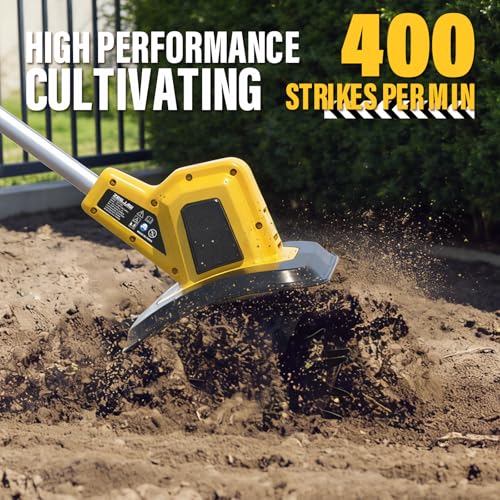 ZEGJAW 20V Cordless Electric Tiller Cultivator, 9-Inch Tilling Width, 6.6-Inch Depth Rototiller for Soil Cultivation, Lawn, Gardening, Lightweight Tiller Includes 2x3.0Ah Battery and Charger