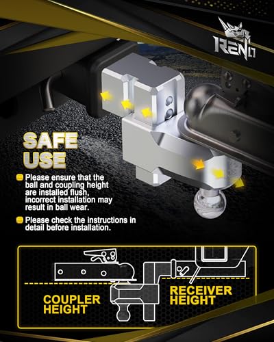 RENO Trailer Hitch (3" Receiver) - 4" Drop/Rise Adjustable Trailer Hitch - size: 3" Receiver x 4" Drop/Rise