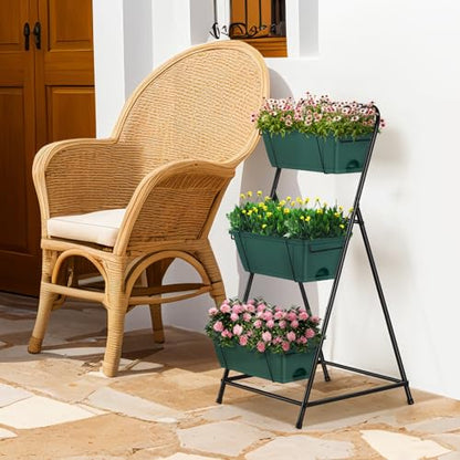 Vertical Raised Garden Bed 3 Tier Garden Planter Standing Planter Box Herb Garden Planter Outdoor and Indoor for Vegetables Flowers Green - color: Green