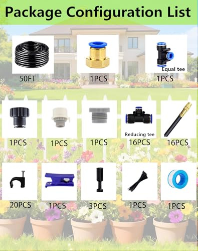 360° Adjustable Drip Irrigation Sprinkler Kit – Garden Watering System - size: 50 FT