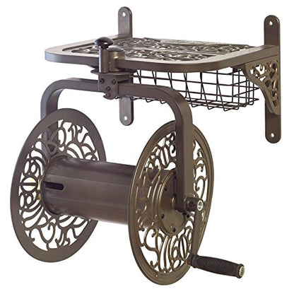 Liberty Garden 714 Decorative Cast Aluminum Navigator Rotating Garden Hose Reel, Holds 125-Feet of 5/8-Inch Hose - Bronze - style: Aluminum