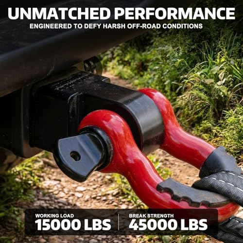 AUTOBOTS Shackle Hitch Receiver 2", Heavy Duty Recovery Hitch Red Black - color: RED-BLACK