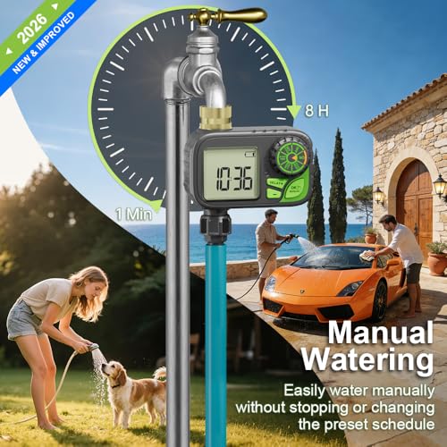 Sprinkler Timer Programmable Water Hose Timer with Rain Delay, Brass Inlet - color: Gray