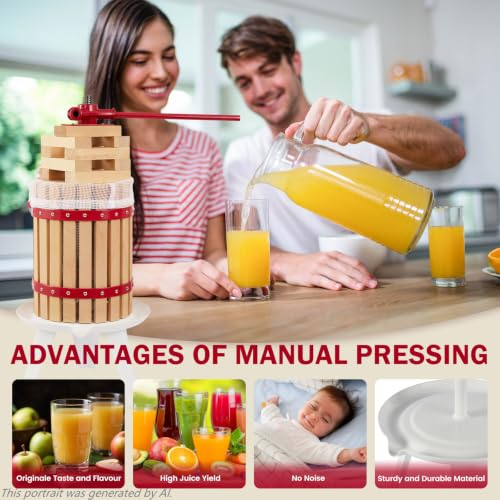 CAELUM Fruit Wine Press 4.75 Gallon, Manual Cider Maker for Kitchen Red - color: Red, size: 4.75Gallon