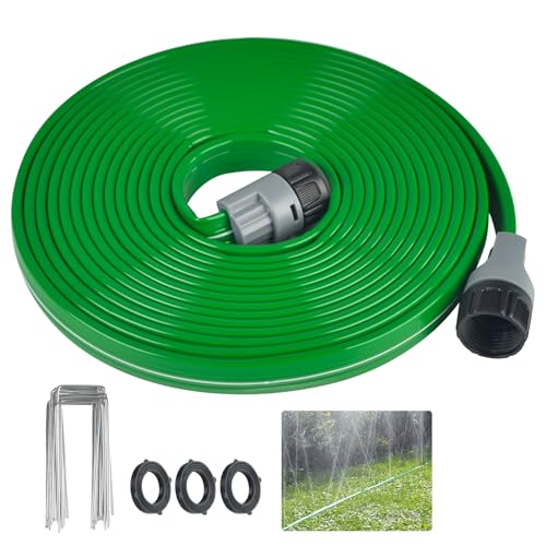 50 Ft Sprinkler Soaker Hose with Holes, Flat Garden Soaker Hose Kit