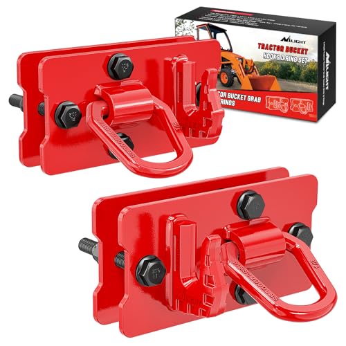 Nilight Tractor Bucket Grab Hook with Tie-Down Ring & Back Plate - color: Red, size: Hooks w/ Ring