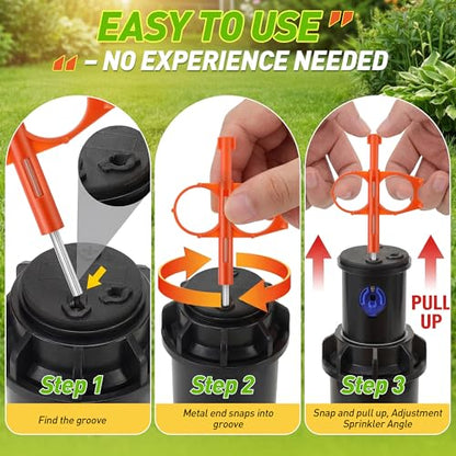 5 Pack Sprinkler Adjustment Tool Compatible with Hunter Rain Bird (Orange) | Rotor Key, Pull-Up Tool and Screwdriver, Arc and Radius Adjustment, Lawn Irrigation Maintenance - color: Orange