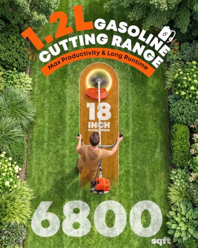 52cc Gas Weed Eater, 4-in-1 Weed Wacker Brush Cutter, Orange