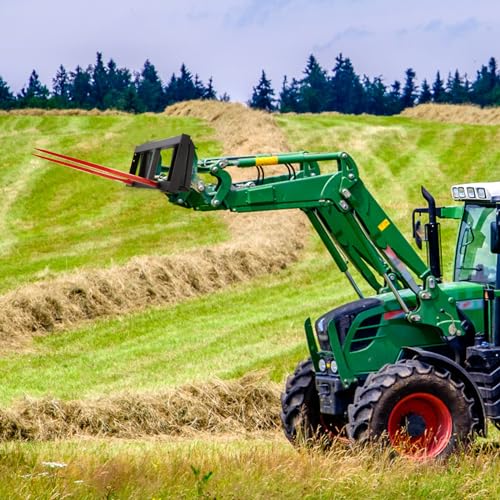 VEVOR 49" Hay Spear, Bale Spears 3000lbs Loading Capacity, Skid Steer Loader Tractor Attachment 2pcs Spears, Quick Attach Spike Forks - style: 49" Horizontal Assembly