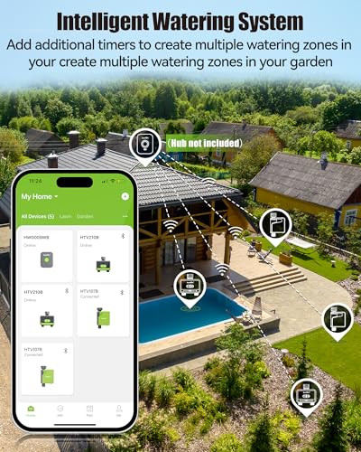 RAINPOINT Bluetooth Water Timer for Garden Hose, Smart Hose Timer 2 Outlet(Not Hub), Wireless Sprinkler Watering Timer with Rain Delay, Automatic Irrigation System for Lawns and Yard - size: 2-Zone Without Hub