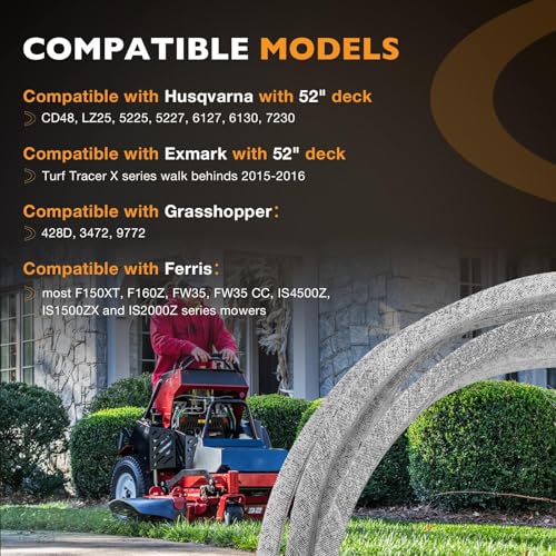 539104335 Mower Deck Belt Fits Husqvarna/Dixon/Exmark with 61" Deck - size: 522795901