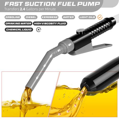 Portable Transfer Pump Battery Operated Electric Siphon Pump for Gas, Fuel, Diesel, Water Transfer 2.4 GPM Flow Oil Extractor, 47 Inches Hose-Easy to Use Hand Fuel Pump, Multi-Use Transfer Pump(Grey) - color: 1 Pack Grey 2