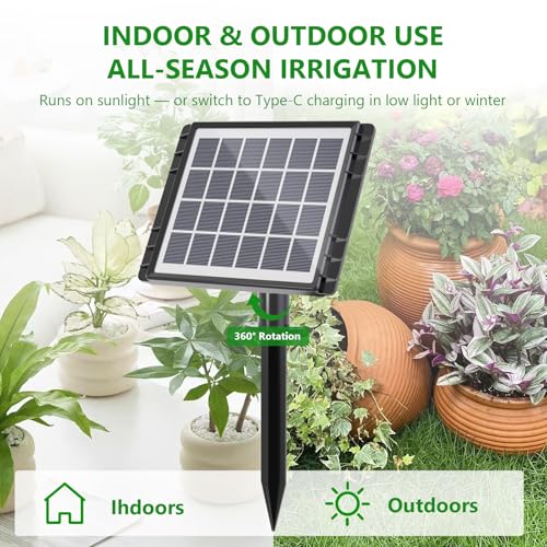 49FT Solar Drip Irrigation Kit, Digital Screen for 15 Pots - size: 49FT Digital Display Irrigation System-15 Pot