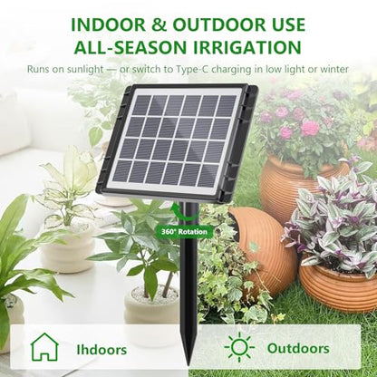 49FT Solar Drip Irrigation Kit, Digital Screen for 15 Pots - size: 49FT Digital Display Irrigation System-15 Pot