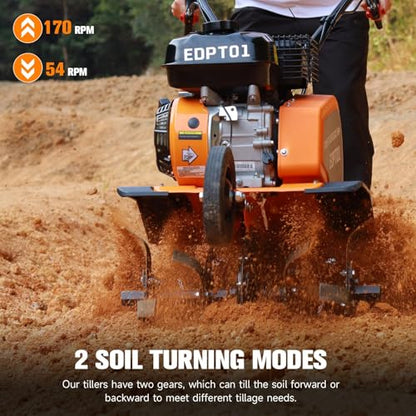 212CC Gas Tiller, Rototiller Gas Powered, 22" Adjustable Width