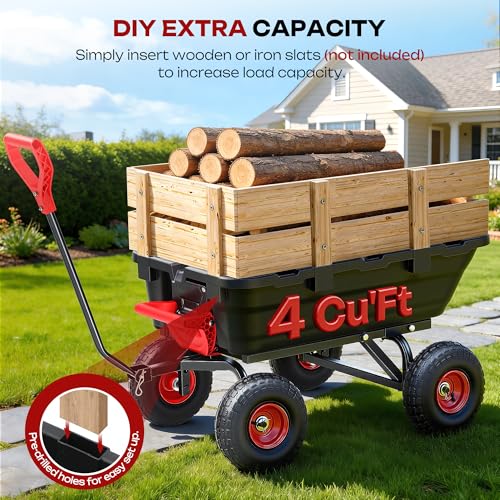 Garden Dump Cart Wheelbarrow 900 Lbs, Heavy Duty Yard Wagon