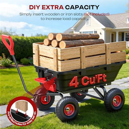 Garden Dump Cart Wheelbarrow 900 Lbs, Heavy Duty Yard Wagon