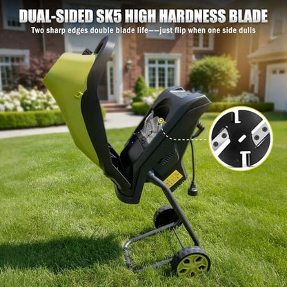 Wood Chipper 15-Amp 1.57" Cutting Diameter, Electric Wood Chipper&Shredder