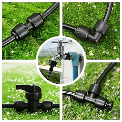 47 Pack Quick Connect 1/4" Drip Irrigation Fittings Kit - size: 47PCS 1/4" Irrigation Fittings