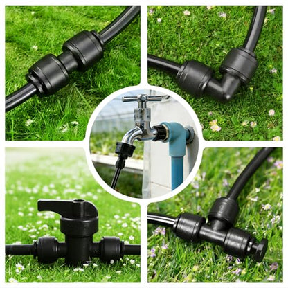 47 Pack Quick Connect 1/4" Drip Irrigation Fittings Kit - size: 47PCS 1/4" Irrigation Fittings