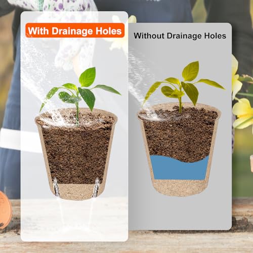 JNYONG 60 Packs 3.15 Inch Peat Pots,Garden Germination Nursery Pots