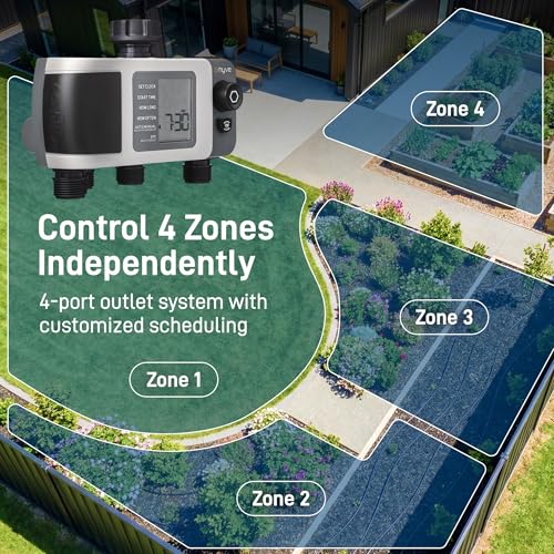 Orbit B-hyve XD 4-Port Smart Hose Watering Timer - App Controlled - Smart WeatherSense - Bluetooth Sprinkler Timer with Remote Control - Multi Outlet Yard Irrigation System - 24634 - size: 4-Port, style: Bluetooth