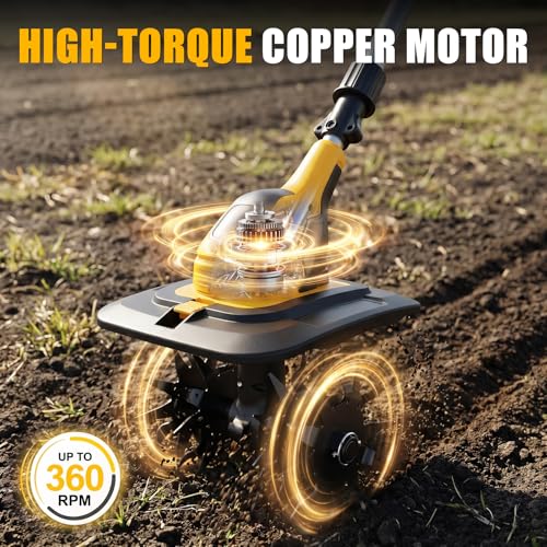 Cordless Tiller Cultivator Compatible with DEWALT 20V Battery (Tool Only)