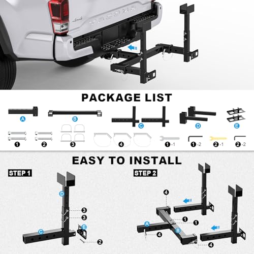 High-Loading Dual Trash Can Hauler Hitch for 2" Receiver Fit Pickup Truck