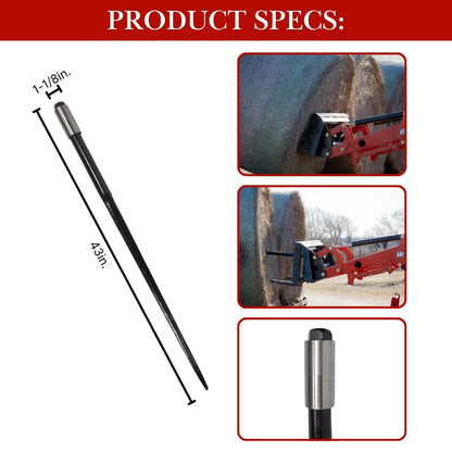 Ag Rite 2-Spear Combo Conus 2 Bale Spears, 43 Inch, 3350 lb Capacity - size: 43 Inch