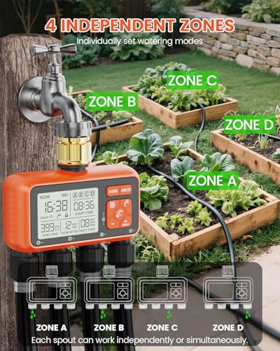 Sprinkler Timer 4 Zone with Brass Inlet Water Timer for Garden - size: 4 Outlet