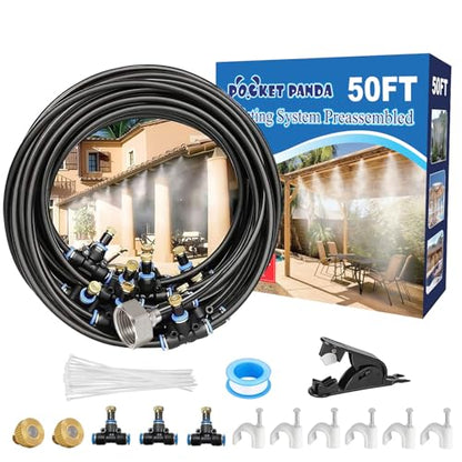 Pre-Assembled Misters for Outside Patio,Outdoor Misting System,50FT|15M. - size: 50FT-Pre