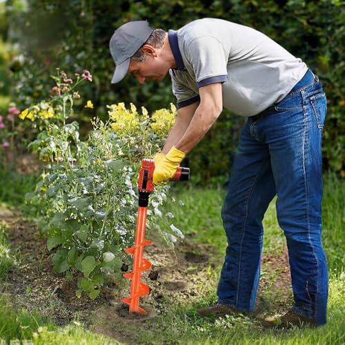 4 x 16'' Heavy Duty Auger Drill Bit for Planting (Orange) - color: Orange
