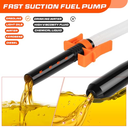 Portable Fuel Transfer Pump with 47" Hose-High Flow Hand Fuel Pump, Battery Powered Siphon Pump for Gasoline Mechanical Fuel Pumps Universal Fit for Gasoline, Vehicles, Fuel,Water Transfer（Amber） - color: 1 Pack of 1 Amber