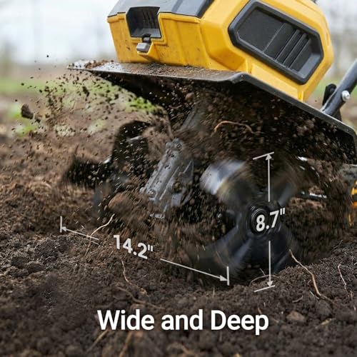 Brushless Dual Battery Powered Tiller Compatible with Dewalt 20V Battery - style: Yellow-40V No Battery