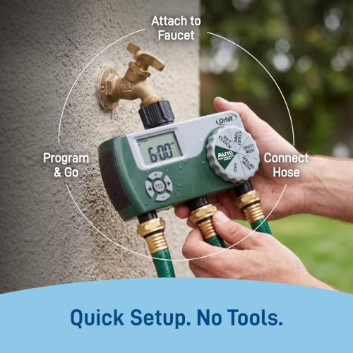 Orbit Programmable Digital Hose Watering Timer - 3 Outlet - Battery Powered - with LCD Screen - Built-in Rain Delay - Water-Resistant - 56082 - size: 3 Outlet