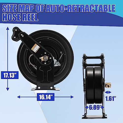 FIXFANS Pressure Washer Hose Reel 50FT X 3/8", Retractable - size: 50 FT x 3/8"