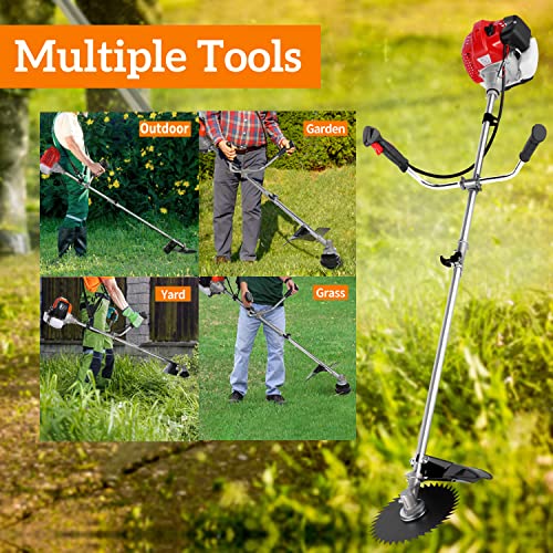 Gas Powered Weed Wacker 4 in 1, 58cc 2-Cycle Brush Cutter, String Trimmer - color: Red