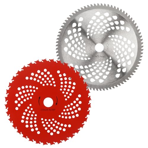 9" x 36 Teeth Carbide Tipped Brush Cutter Blades - color: Red+Silvery