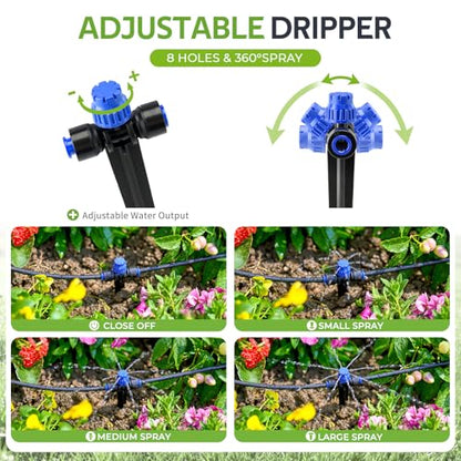 HIRALIY 80ft Push-to-Connect Drip Irrigation Kit
