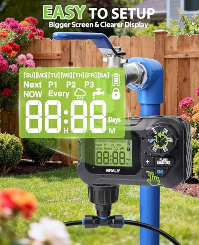 HIRALIY 100FT Drip Irrigation Kit with Timer, Pressure Compensated - size: 100FT