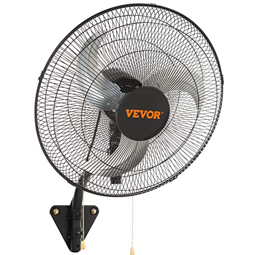 VEVOR Wall Mount Fan, 18 inch, 3-Speed, 4000 CFM Oscillating Fan, Black - size: 18 Inch, style: Oscillating
