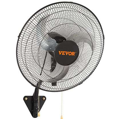 VEVOR Wall Mount Fan, 18 inch, 3-Speed, 4000 CFM Oscillating Fan, Black - size: 18 Inch, style: Oscillating