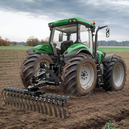 KUAFU 50" 3 Point Landscape Rake for Category-0 Cat-0 Tractor with 360 - style: Black