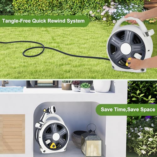 Retractable Garden Hose Reel, 1/2” x 60 ft Portable Hose Reel