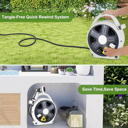 Retractable Garden Hose Reel, 1/2” x 60 ft Portable Hose Reel