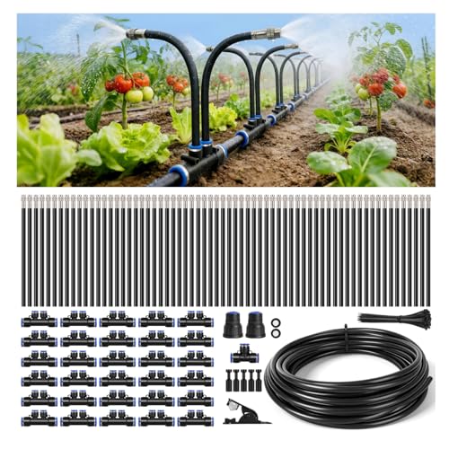 100FT High-Flow Garden Irrigation System, 12mm Main Tubing, 60 Nozzles - size: 100Ft