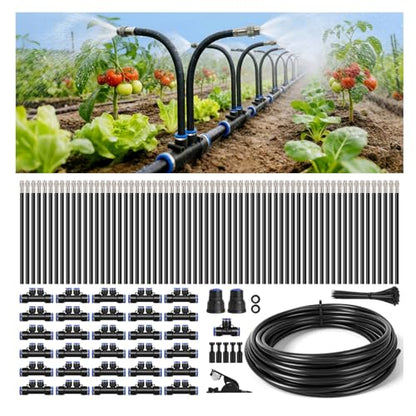 100FT High-Flow Garden Irrigation System, 12mm Main Tubing, 60 Nozzles - size: 100Ft